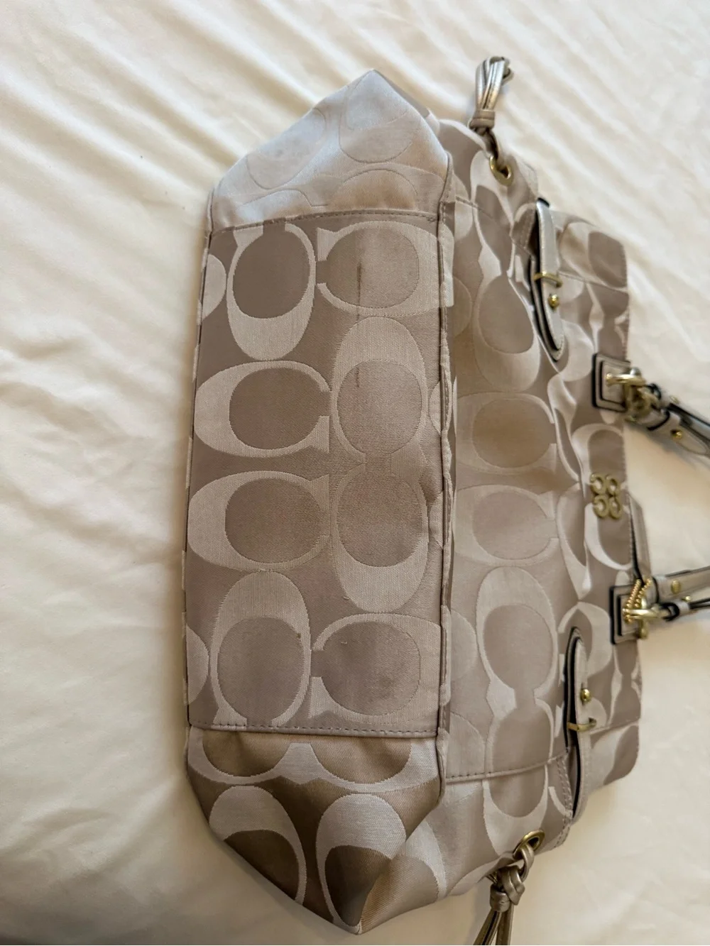 Coach | Y2K Signature Colette tote metallic gold leather trim